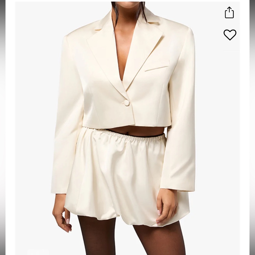 WeWoreWhat satin blazer and mini bubble skirt